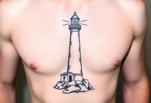 Simple lighthouse with pops tattoo idea