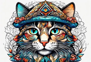 Third eye cat mushrooms tattoo idea