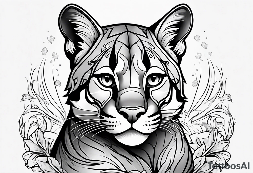 super cute cartoon cougar
cub blank background tattoo idea