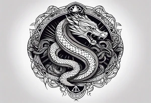 A serpent with sunlight and the phrase Si vis pacem para bellum tattoo idea