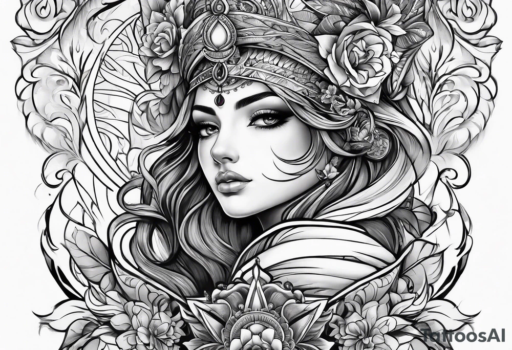 spiritual arm sleeve tattoo idea