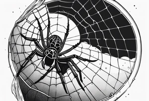 spider shooting web with his back connecting to  moon tattoo idea