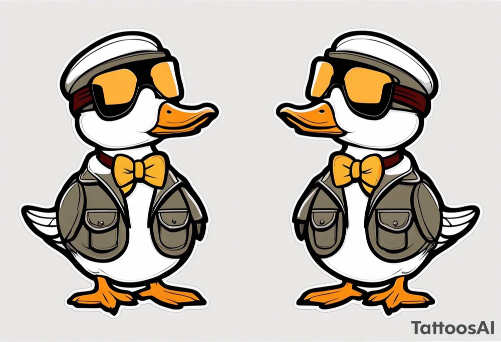 A silly goose dressed as an aviator tattoo idea