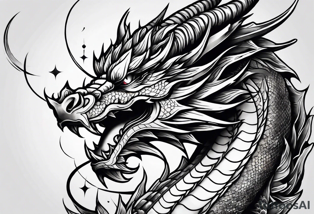 Dragon on forearm. Add Ying and Yang, Lotus flower, Moon and Chopsticks. tattoo idea