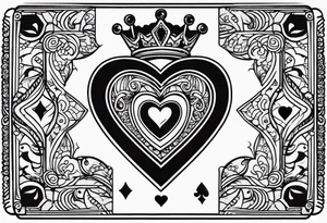 Playing Card Outline: The outline of a playing card with a heart symbol and a small crown above it. tattoo idea