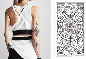 forearm band tattoo with spiritual elements tattoo idea