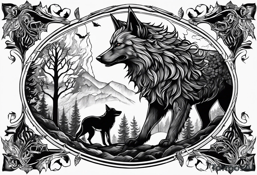 Fenrir
Keltischer Kompaß
Vor einem Nadelwald tattoo idea