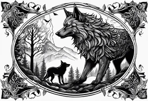 Fenrir
Keltischer Kompaß
Vor einem Nadelwald tattoo idea