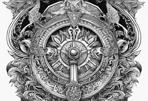 Valhalla sword shield stairs axe tattoo idea
