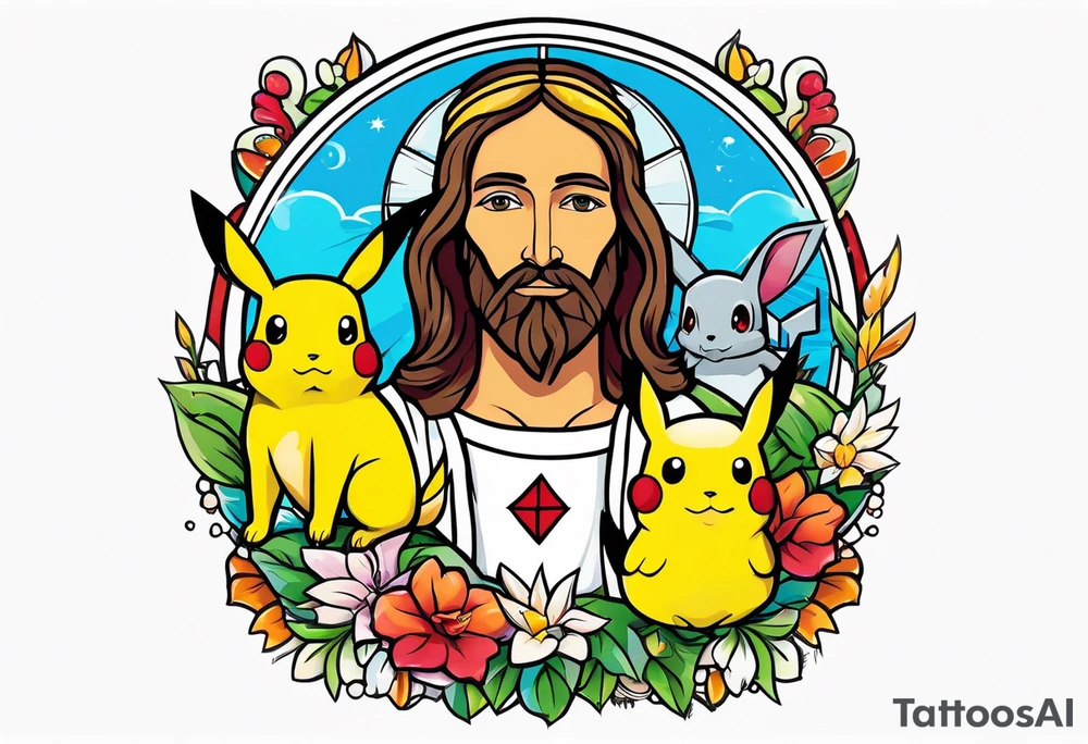 Jesus as a pokemon tattoo idea