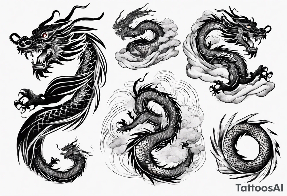 long chinese dragon with scales tattoo idea