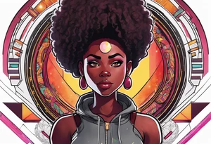 Steven universe’s Garnet styled with locs with be an experience and has space elements and make it Afro-futurist tattoo idea