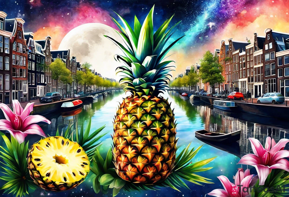 Animals, amsterdam, pineapples, space, galaxy, canal tattoo idea
