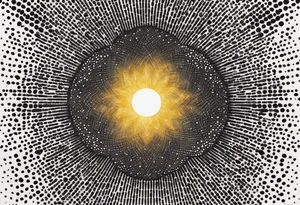simple sunshine shape made of dots, looks like sun's rays are radiating from centre tattoo idea