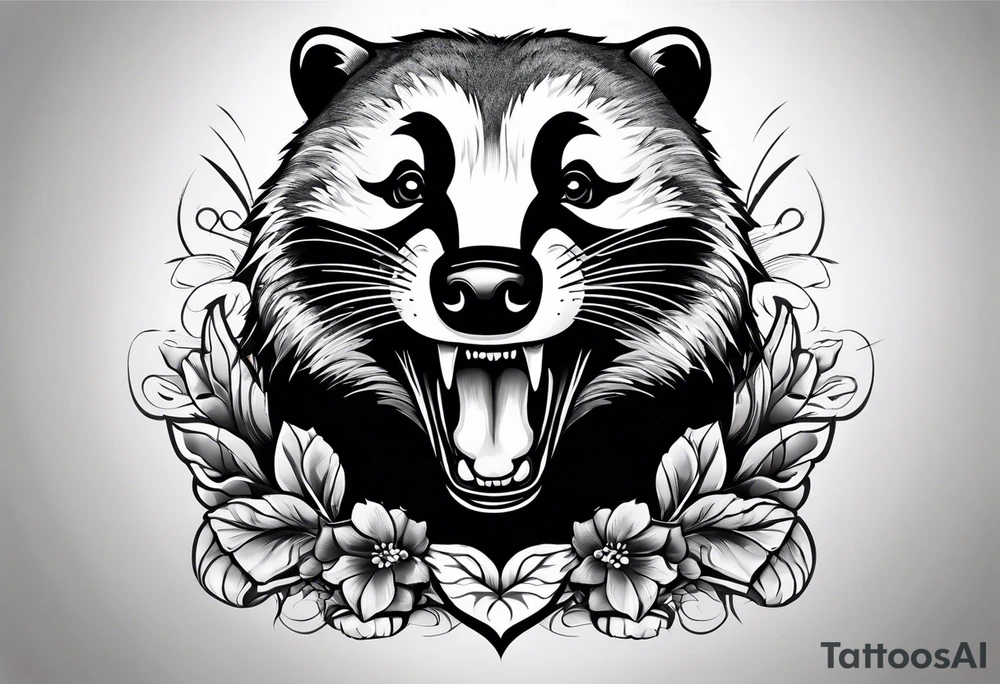 badger mouth open tattoo idea