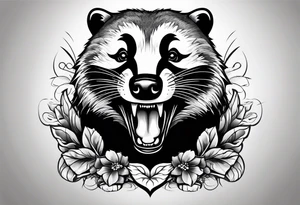 badger mouth open tattoo idea