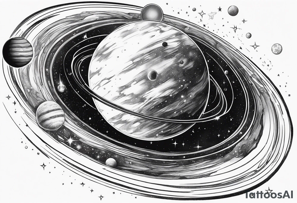 Planets orbiting a black hole tattoo idea