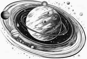 Planets orbiting a black hole tattoo idea