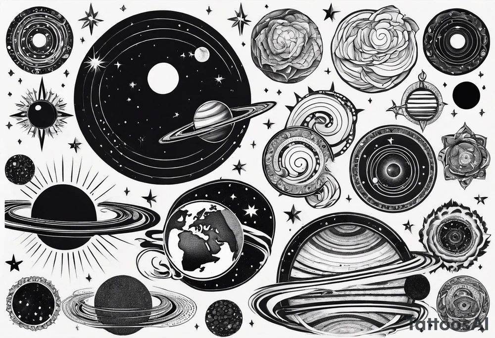 solar system spine tattoo idea