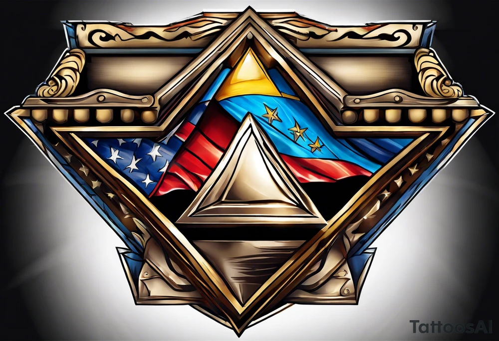 Triangle flag memorial flag box tattoo idea