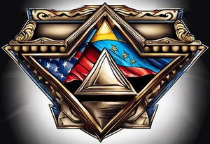 Triangle flag memorial flag box tattoo idea