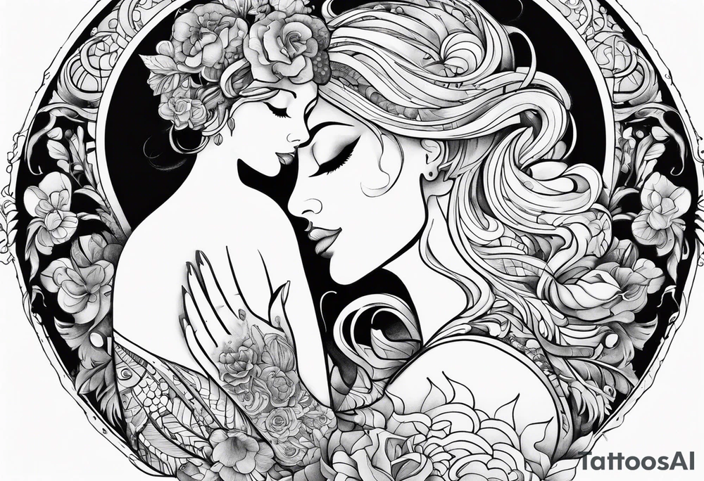 Hugging tattoo idea