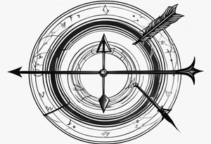 a mix of the saggitarius bow and arrow sign and the libra scale sign tattoo idea