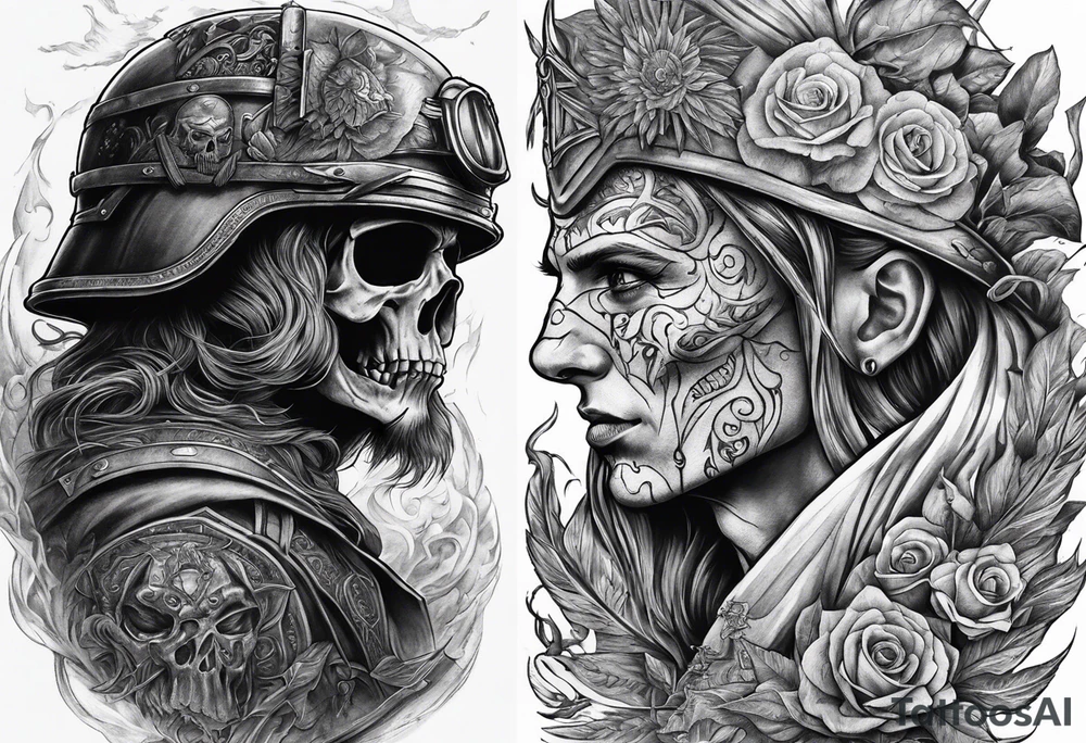 War between life and death tattoo idea