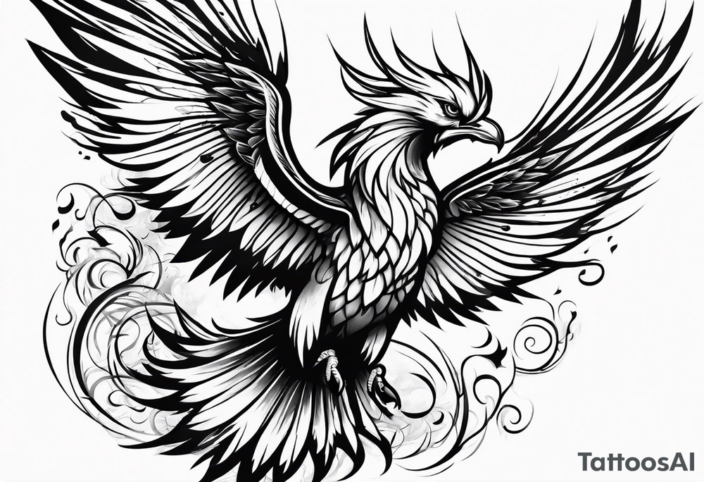 Majestic phoenix flying tattoo idea