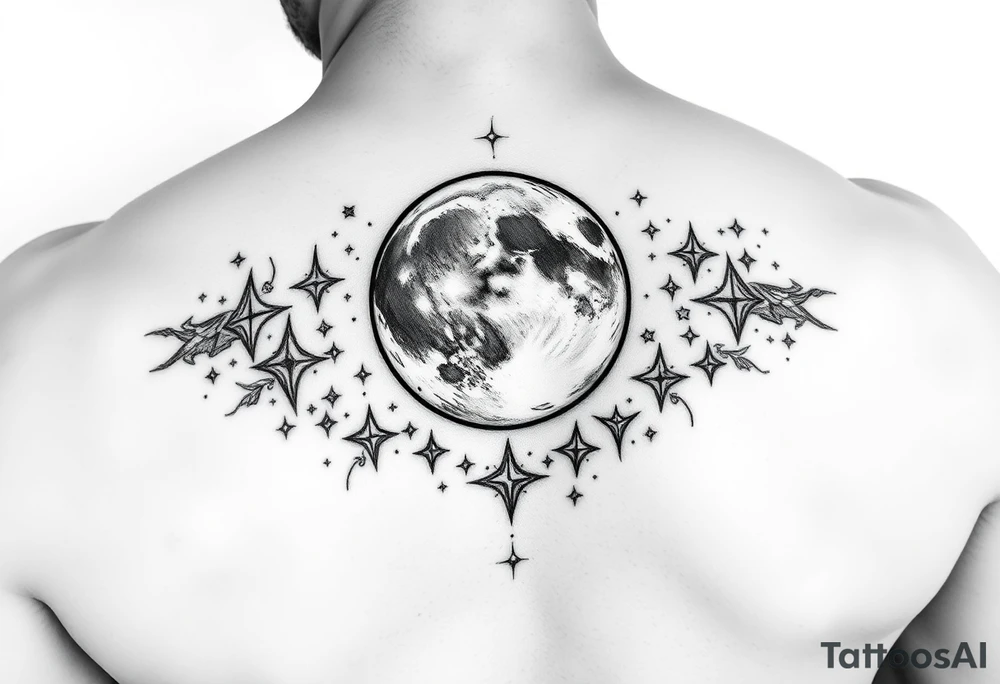 The moon and the stars tattoo idea