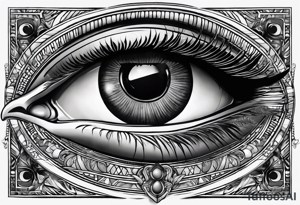 Œil de Horus avec décor thème égyptien tout autour tattoo idea