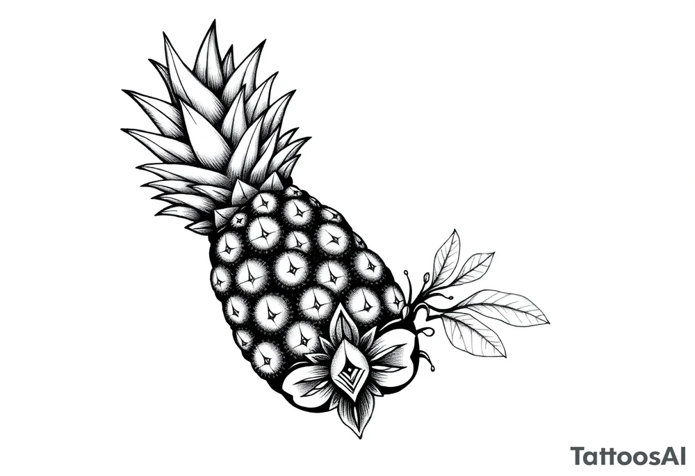 Bushy crown pineapple vagina, design to go over vagina , erotic vagina area design, anus to be at the bottom tattoo idea
