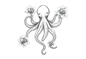 octopus and flowers tattoo idea