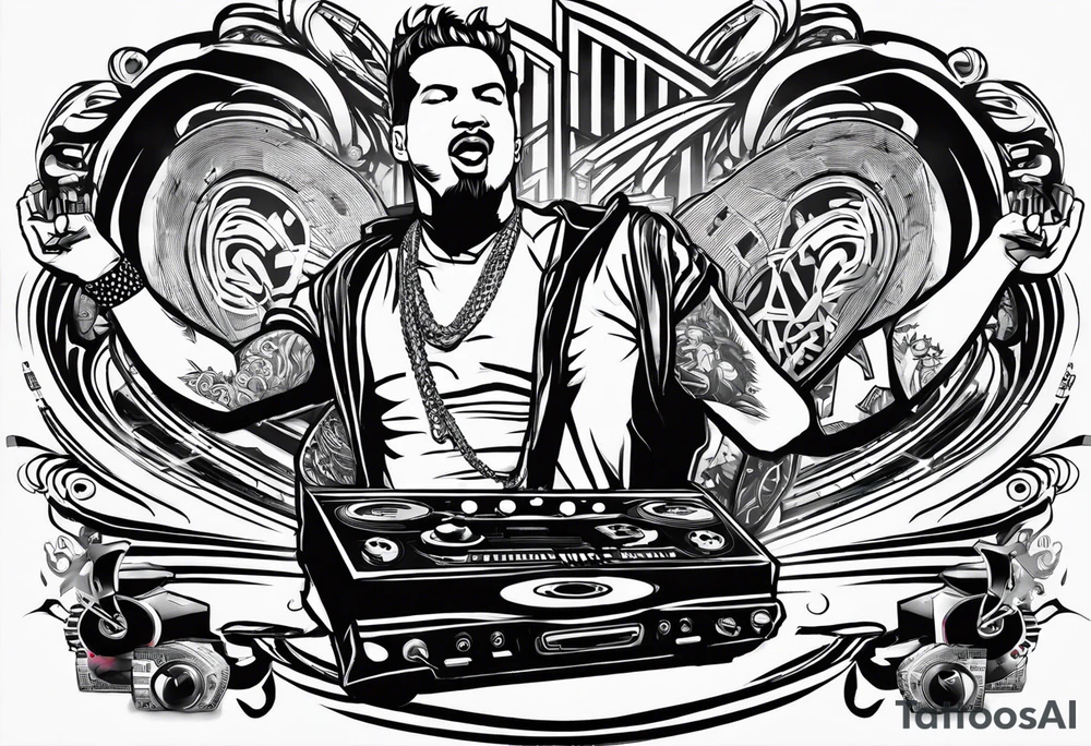Cool front page newspaper tattoo about dj crushing the dance floor. Include best Raleigh NC DJ from Long Island. Unique hand tattoo design tattoo idea