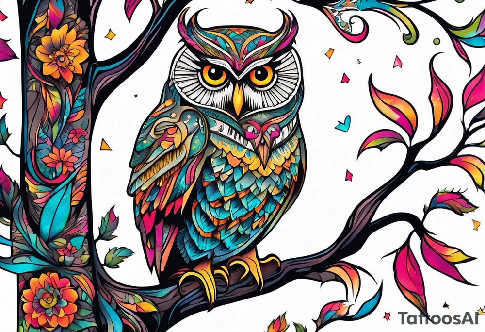 owl tree tattoo idea