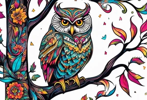 owl tree tattoo idea