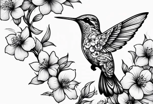 one hummingbird w/ dogwood flowers tattoo idea