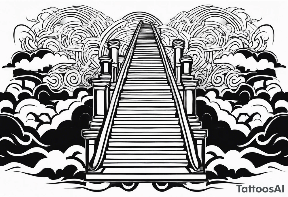 Valhalla stairs clouds tattoo idea