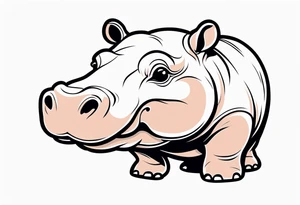 Baby hippo smiling tattoo idea