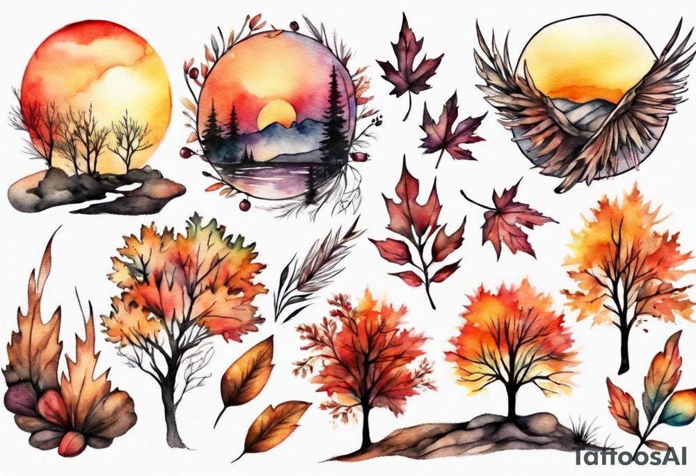 fall sunset tattoo idea