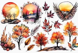 fall sunset tattoo idea