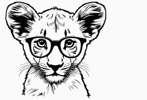 Lion cub wearing John Lennons glasses tattoo idea