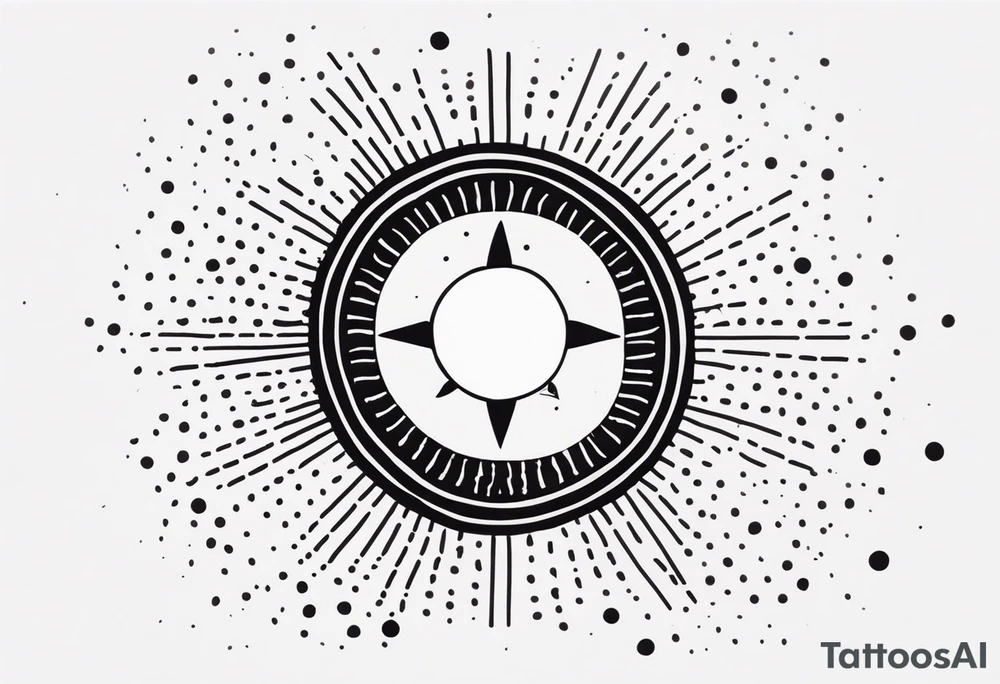 simple sun made of black dots and circles tattoo idea