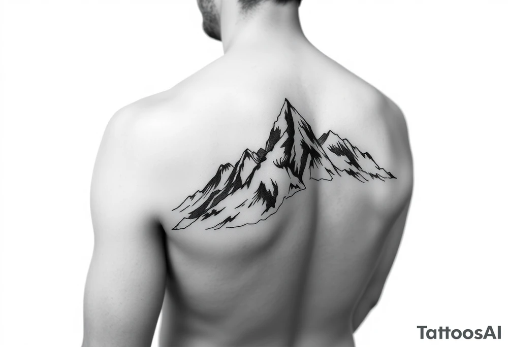 Mountains on arm sleeve snowboarding tattoo idea