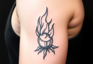 flame in a roots ball tattoo idea