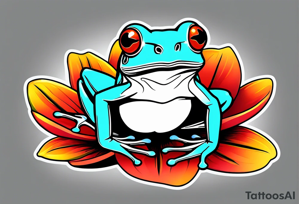 Red-eye tree frog sitting on a flower tattoo idea