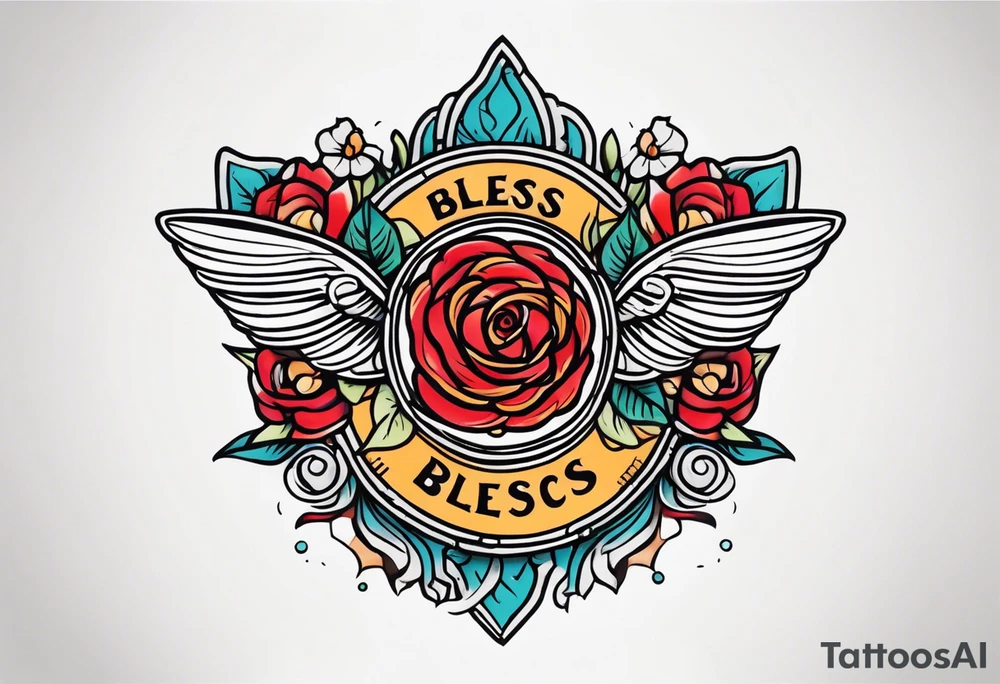 bless you and keep you
old school vintage simple traditional design 

bold color simple tattoo idea