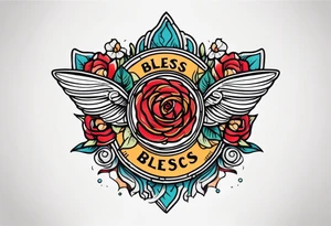 bless you and keep you
old school vintage simple traditional design 

bold color simple tattoo idea