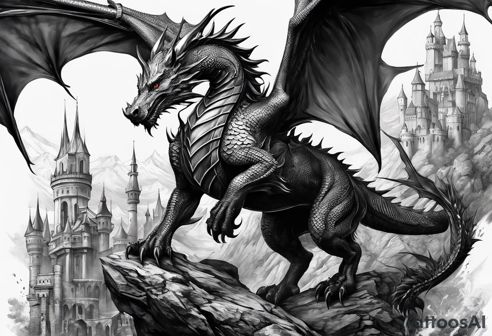 knight and dragon tattoo idea