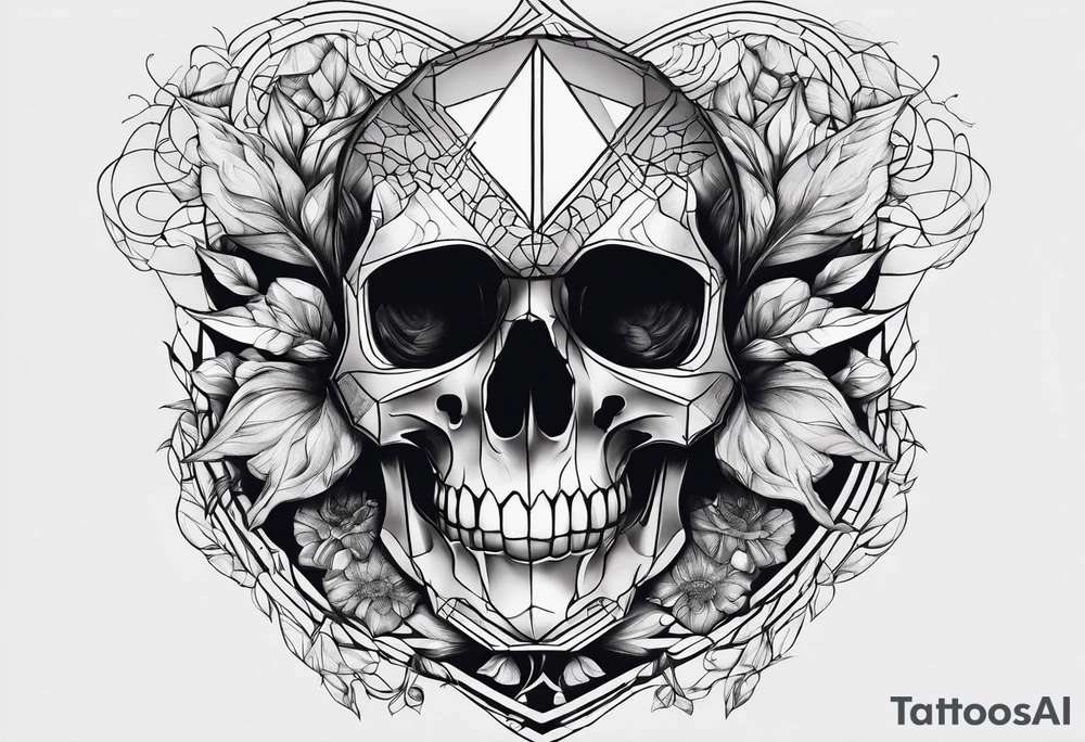 merge visceral heart and skull tattoo idea